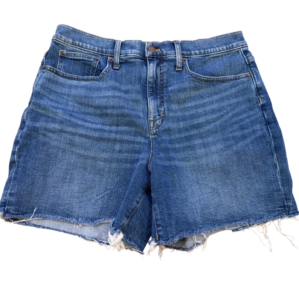 J.Crew Womens Denim Shorts Size 30 Medium Wash Raw Hem Cut Off High Rise Jean